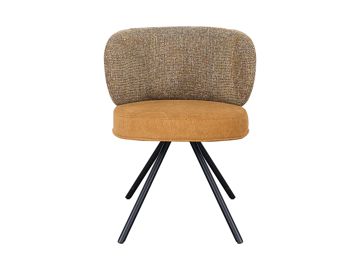 4er-Set gepolsterte Stühle in zweifarbigem Marmor-Beige/Beige mit schwarzen Metallbeinen