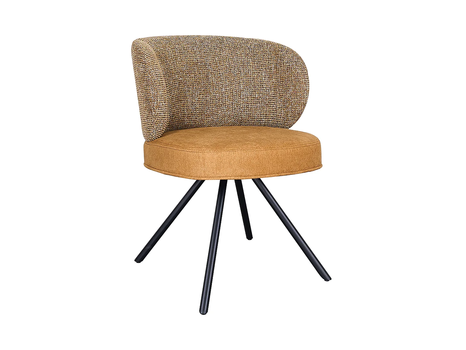 4er-Set gepolsterte Stühle in zweifarbigem Marmor-Beige/Beige mit schwarzen Metallbeinen