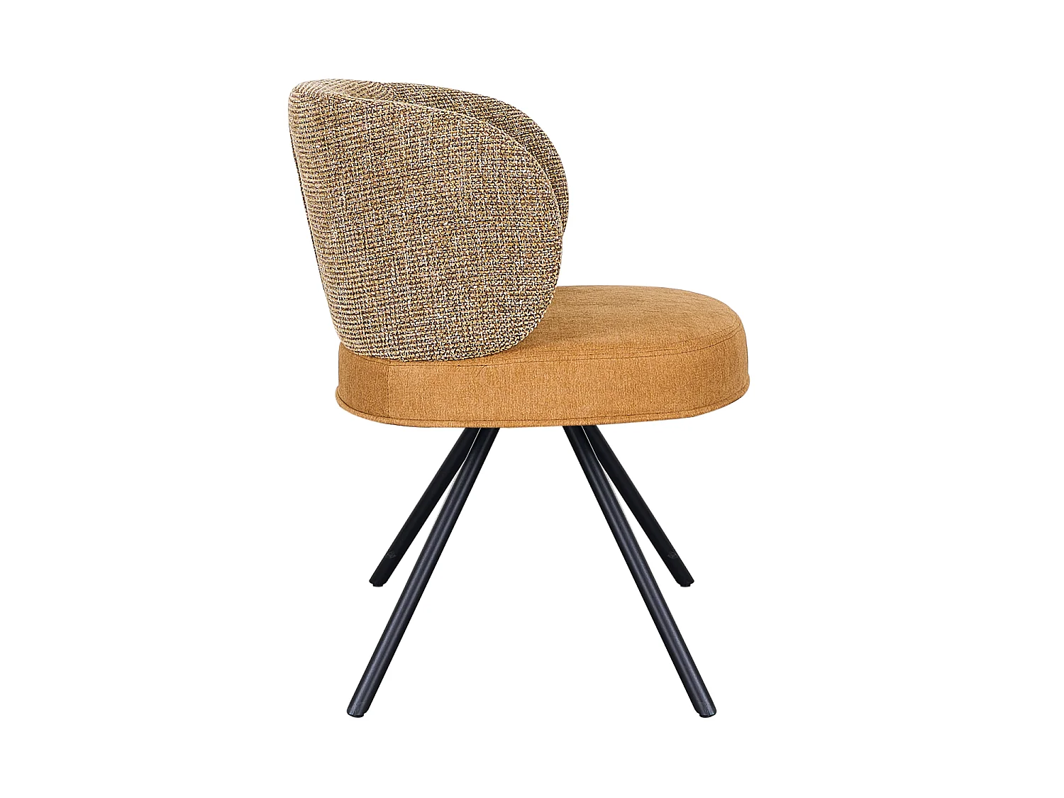 4er-Set gepolsterte Stühle in zweifarbigem Marmor-Beige/Beige mit schwarzen Metallbeinen