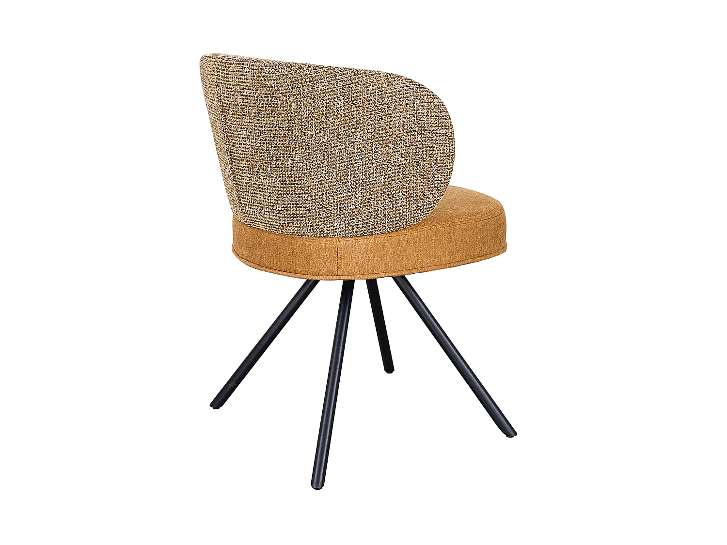 4er-Set gepolsterte Stühle in zweifarbigem Marmor-Beige/Beige mit schwarzen Metallbeinen