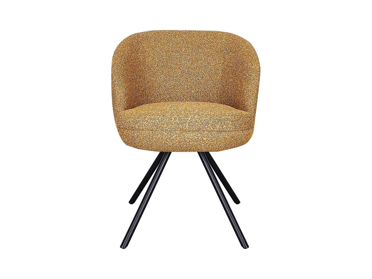 Lot de 4 fauteuils rembourrés à double coussin couleur moutarde et pieds métalliques noirs