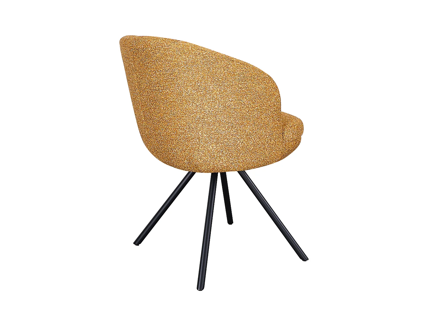 Lot de 4 fauteuils rembourrés à double coussin couleur moutarde et pieds métalliques noirs