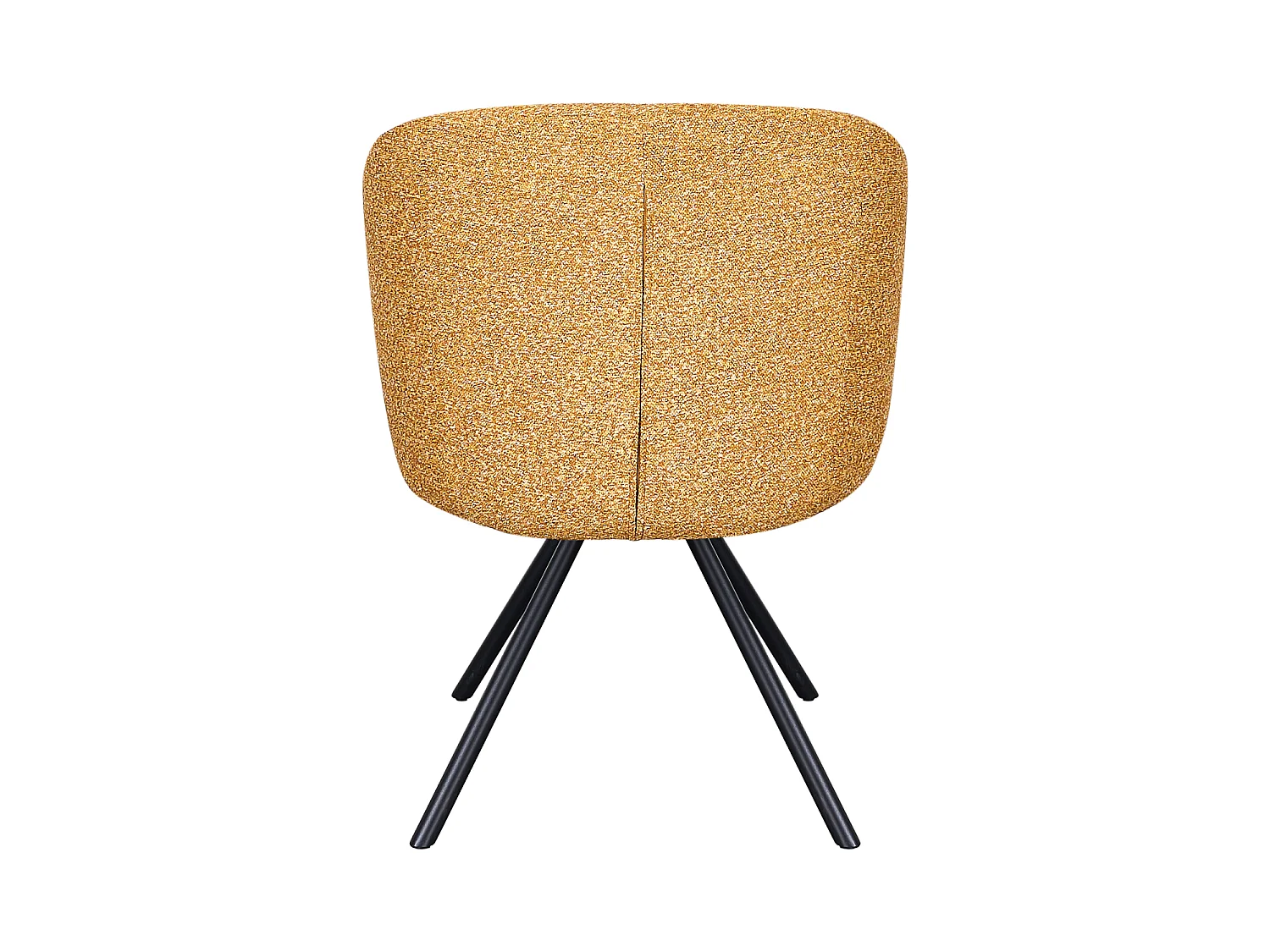 Lot de 4 fauteuils rembourrés à double coussin couleur moutarde et pieds métalliques noirs