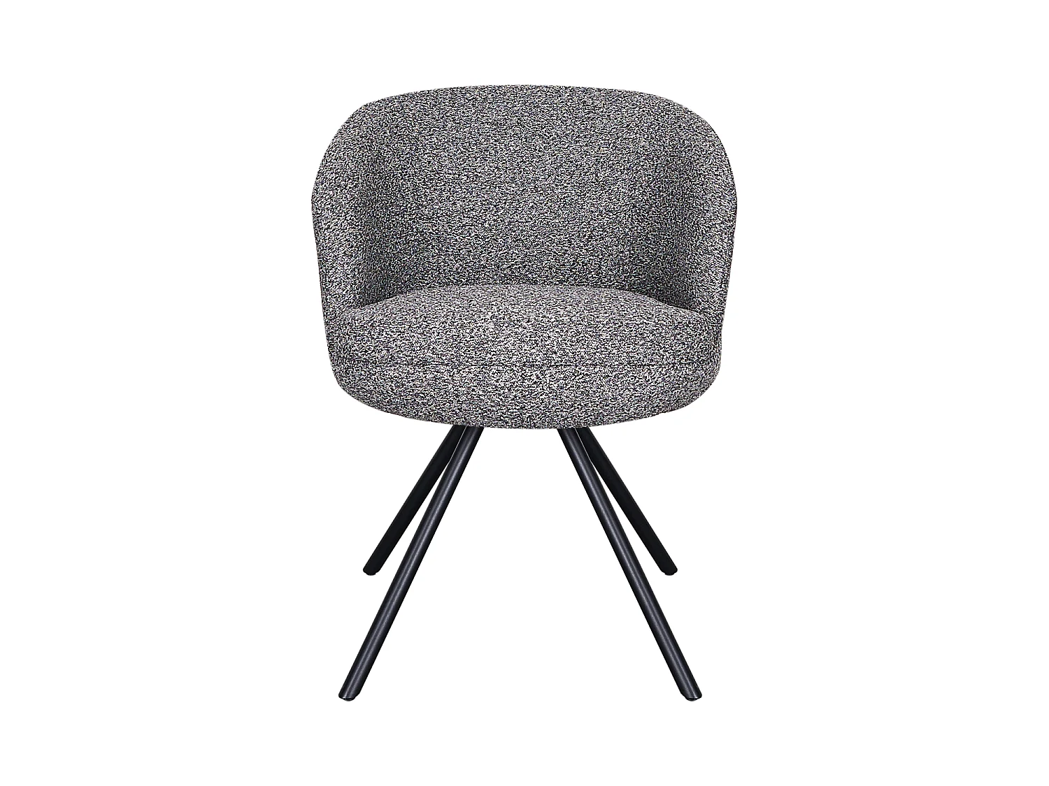 Set van 4 fauteuils met dubbele kussens in antracietkleur en zwarte metalen poten
