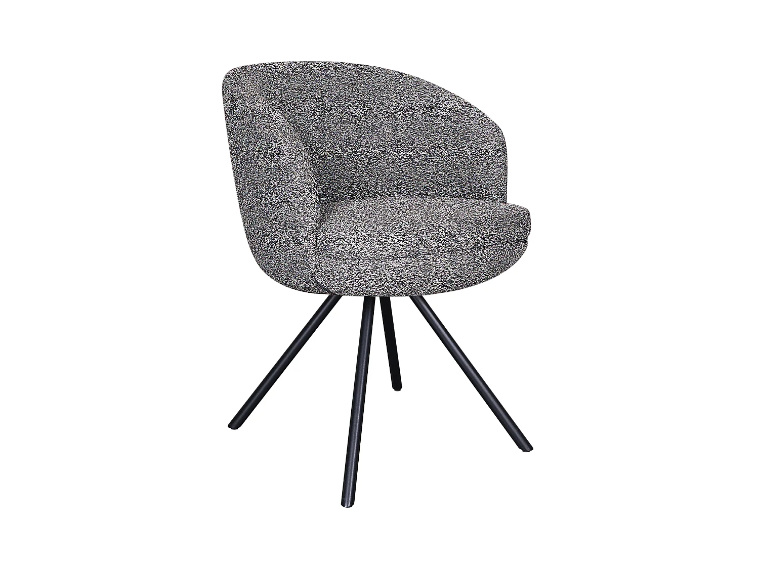Set van 4 fauteuils met dubbele kussens in antracietkleur en zwarte metalen poten
