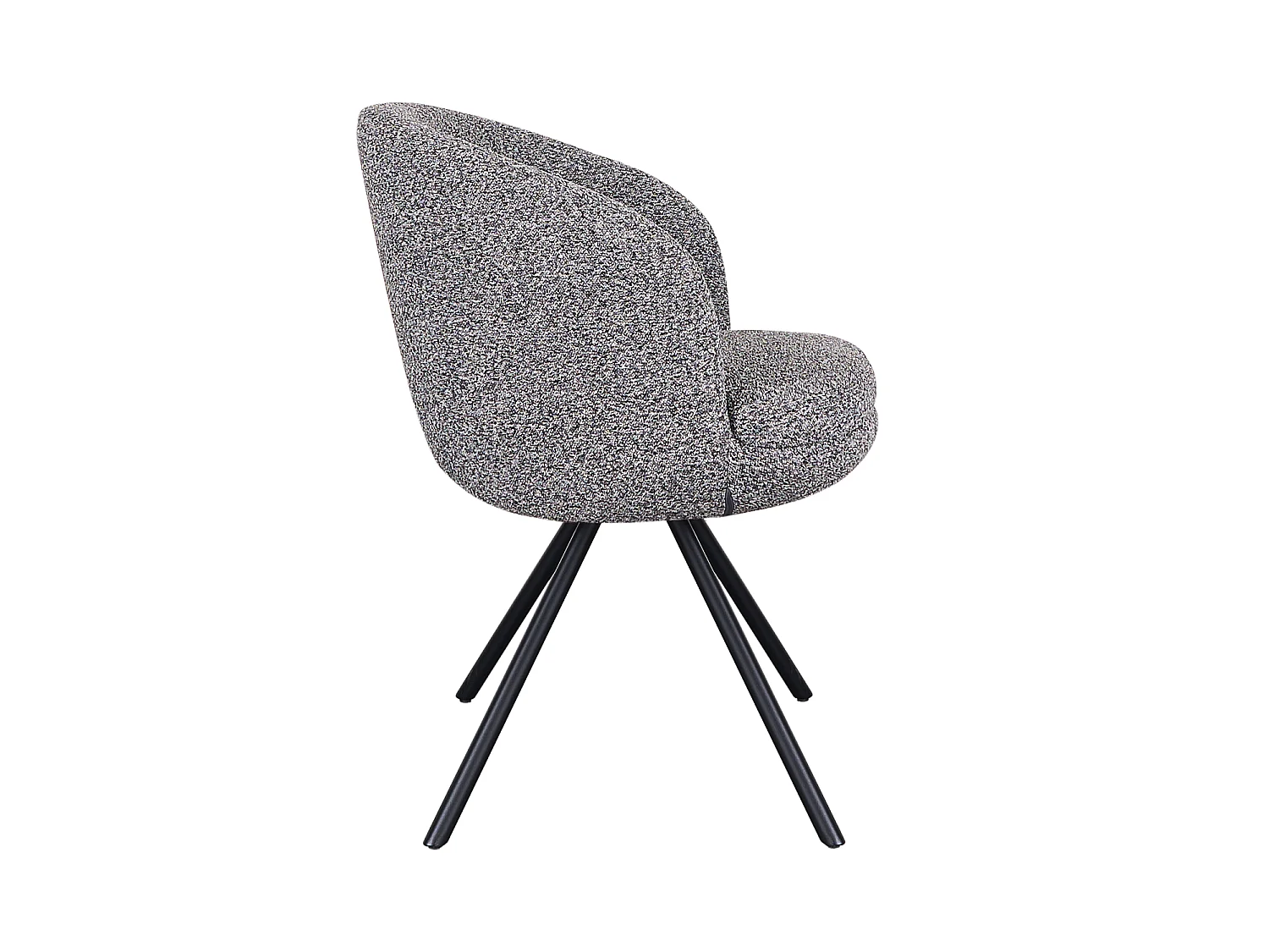 Set van 4 fauteuils met dubbele kussens in antracietkleur en zwarte metalen poten