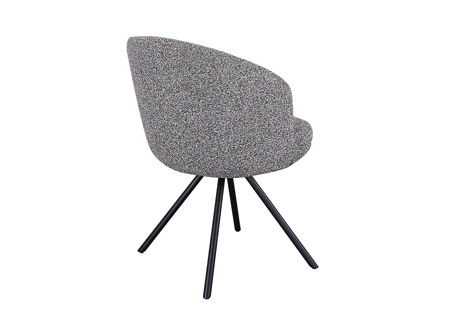Set van 4 fauteuils met dubbele kussens in antracietkleur en zwarte metalen poten