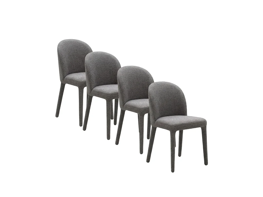 Lot de 4 chaises tapissées couleur pierre, pieds métalliques recouverts de tissu