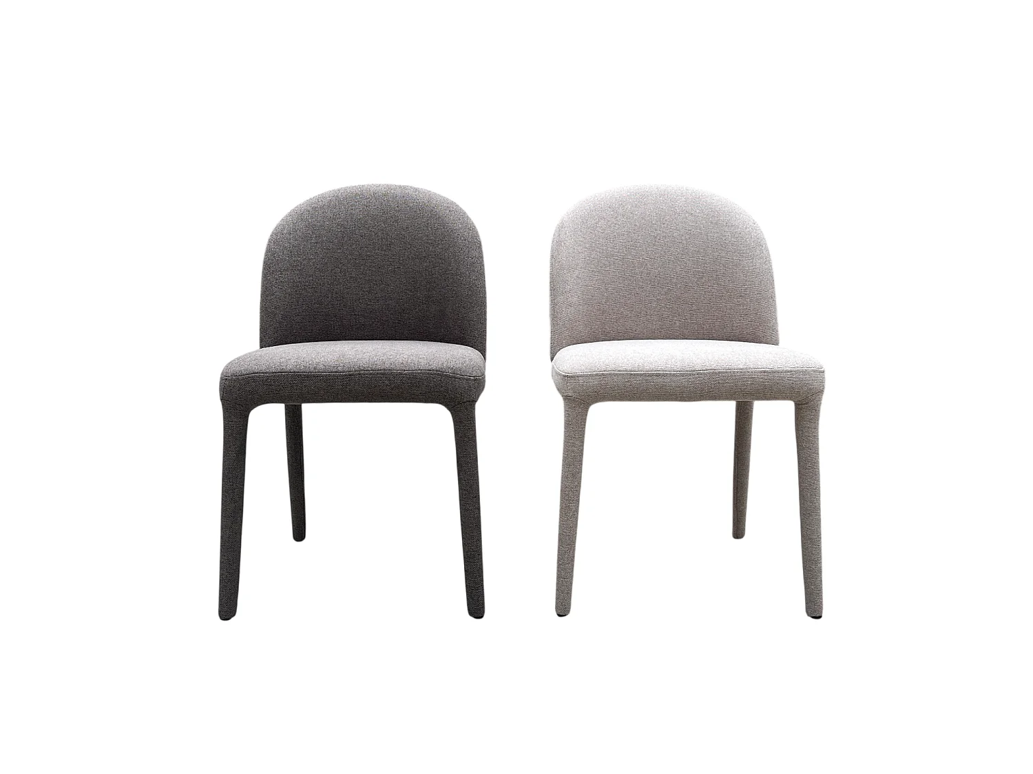 Lot de 4 chaises tapissées couleur pierre, pieds métalliques recouverts de tissu