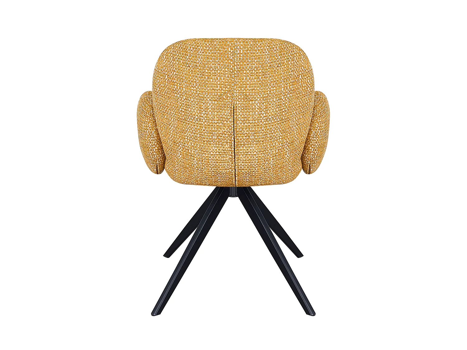 Lot de 4 fauteuils rembourrés en chenille couleur moutarde mouchetée et pieds métalliques noirs