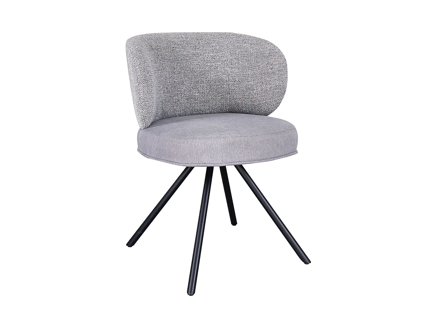 Lot de 4 chaises rembourrées bicolores gris marbré/gris avec pieds métalliques noirs