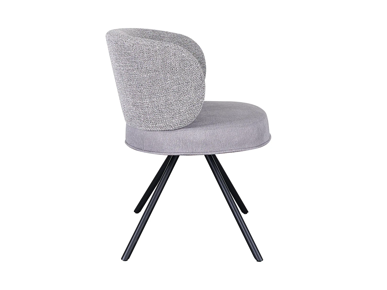 Lot de 4 chaises rembourrées bicolores gris marbré/gris avec pieds métalliques noirs