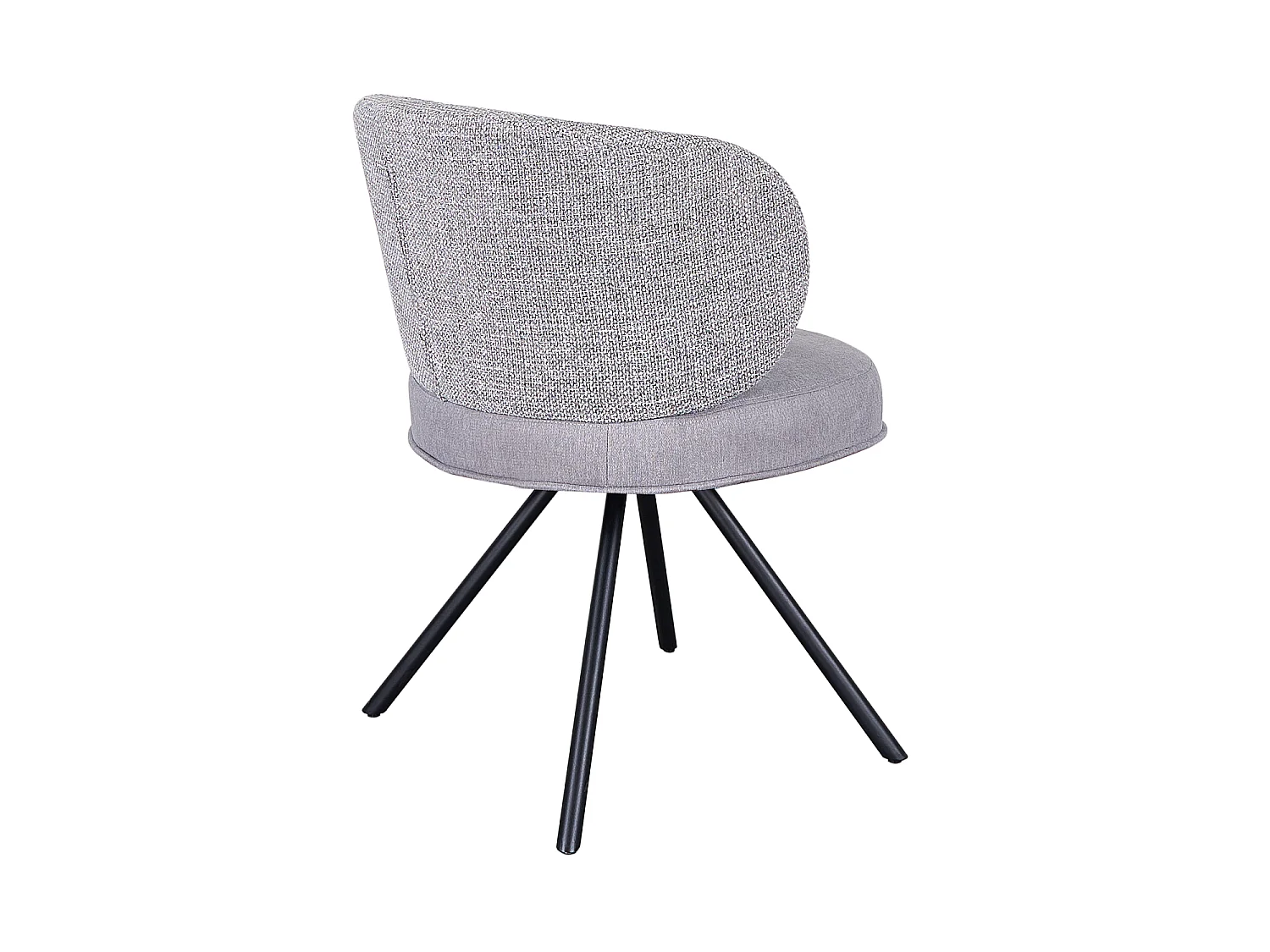 Lot de 4 chaises rembourrées bicolores gris marbré/gris avec pieds métalliques noirs