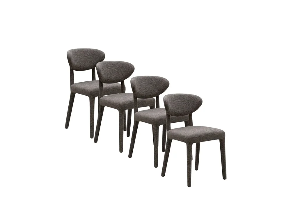 Lot de 4 chaises tapissées couleur pierre, pieds métalliques recouverts de tissu