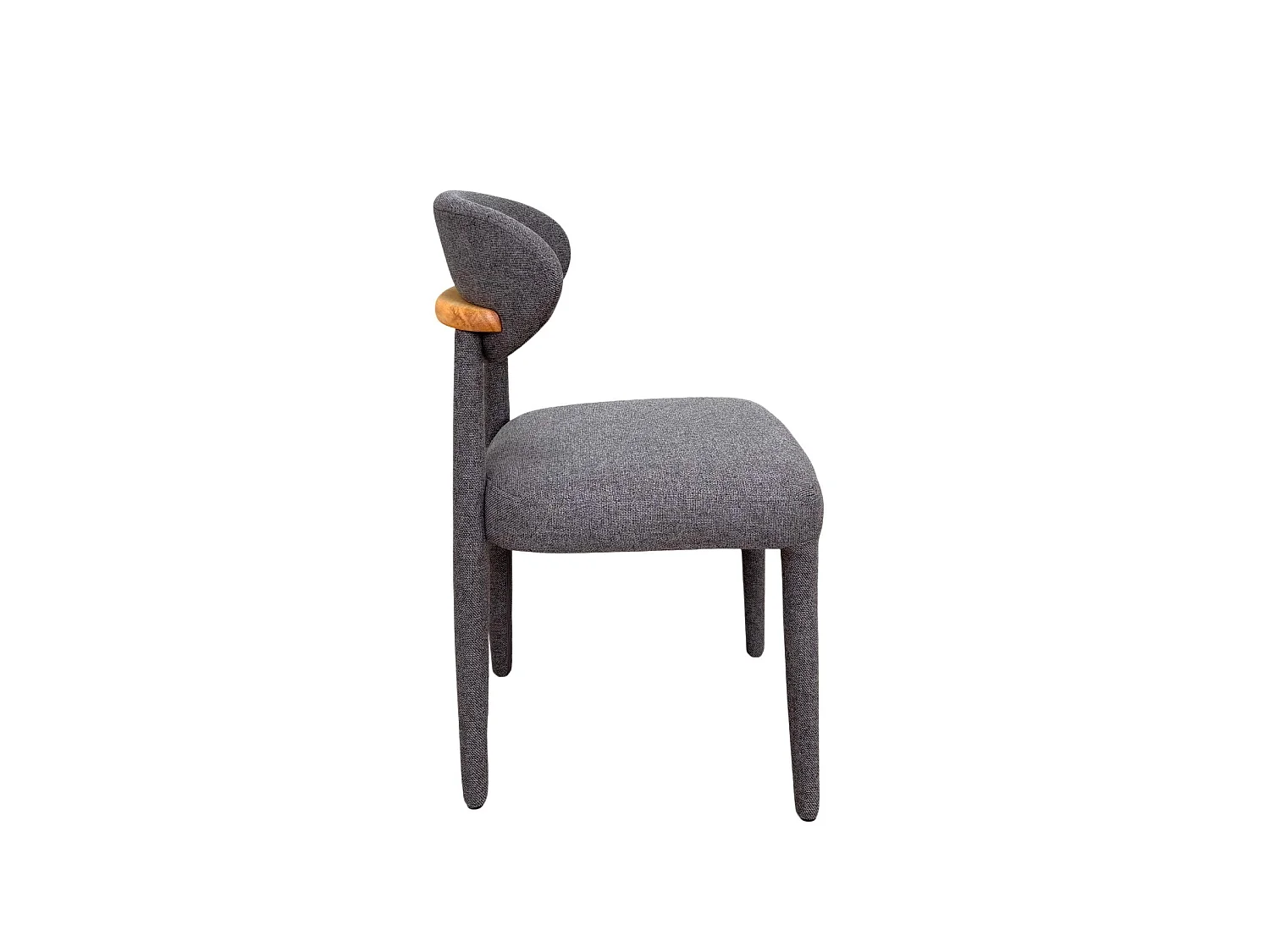 Lot de 4 chaises tapissées couleur pierre, pieds métalliques recouverts de tissu