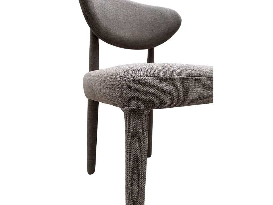 Lot de 4 chaises tapissées couleur pierre, pieds métalliques recouverts de tissu