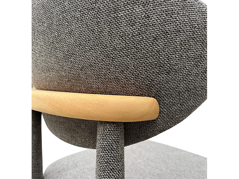 Lot de 4 chaises tapissées couleur pierre, pieds métalliques recouverts de tissu