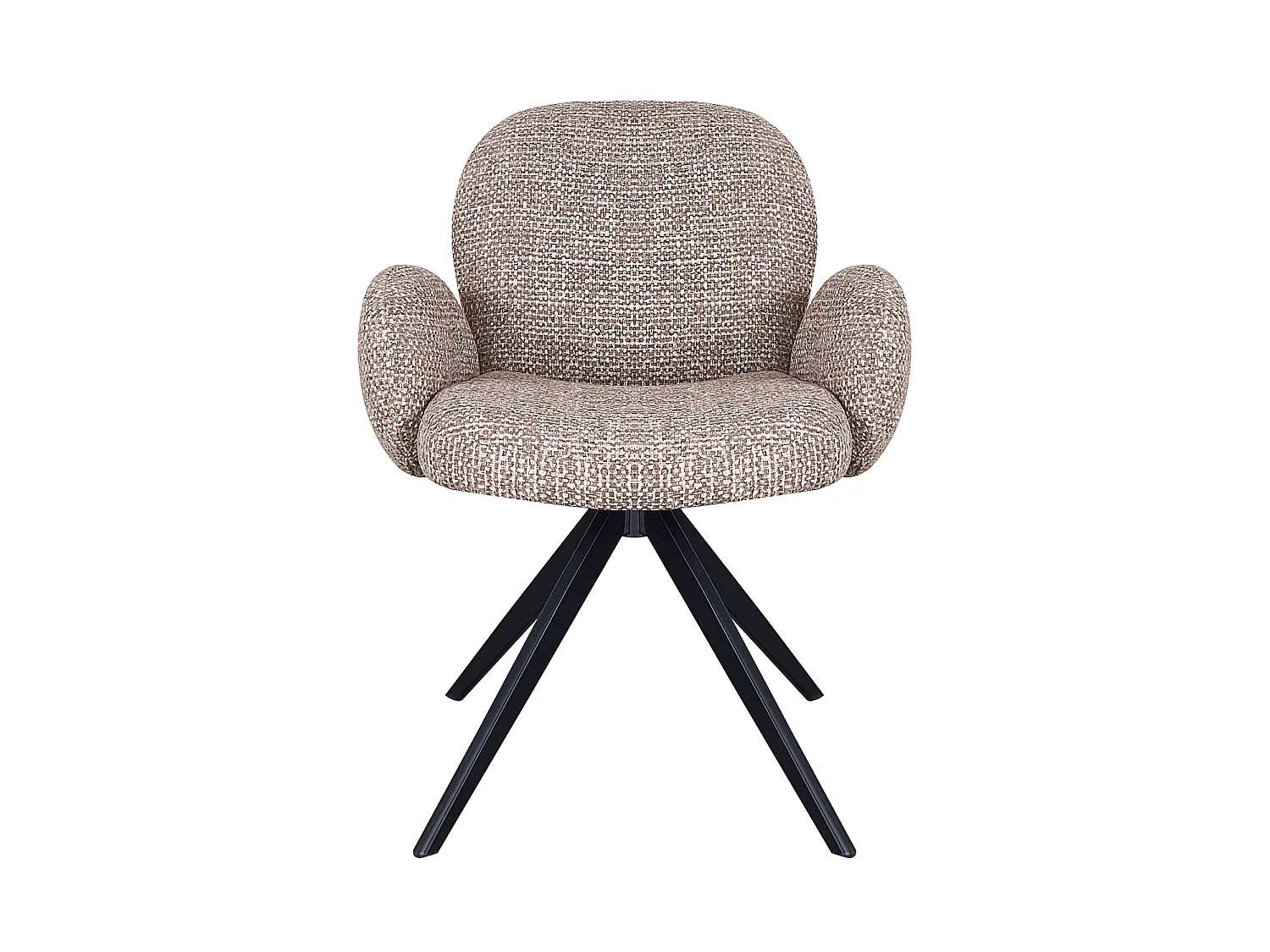 Lot de 4 fauteuils rembourrés en chenille couleur ciment mouchetée et pieds métalliques noirs