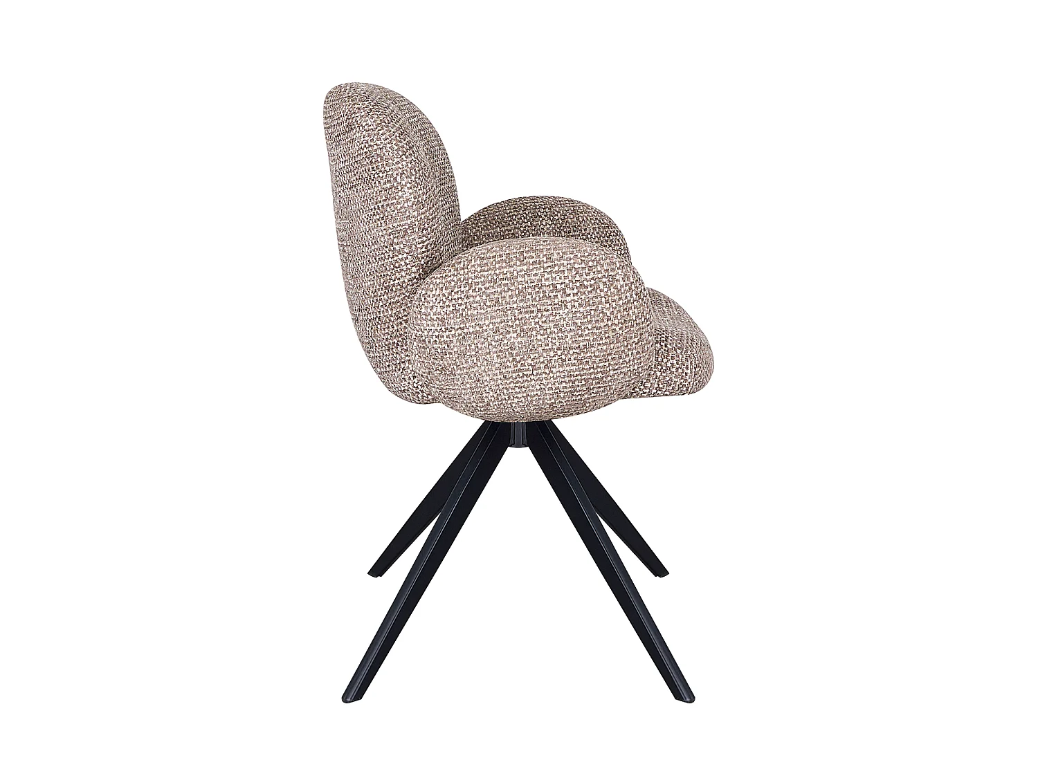 Lot de 4 fauteuils rembourrés en chenille couleur ciment mouchetée et pieds métalliques noirs