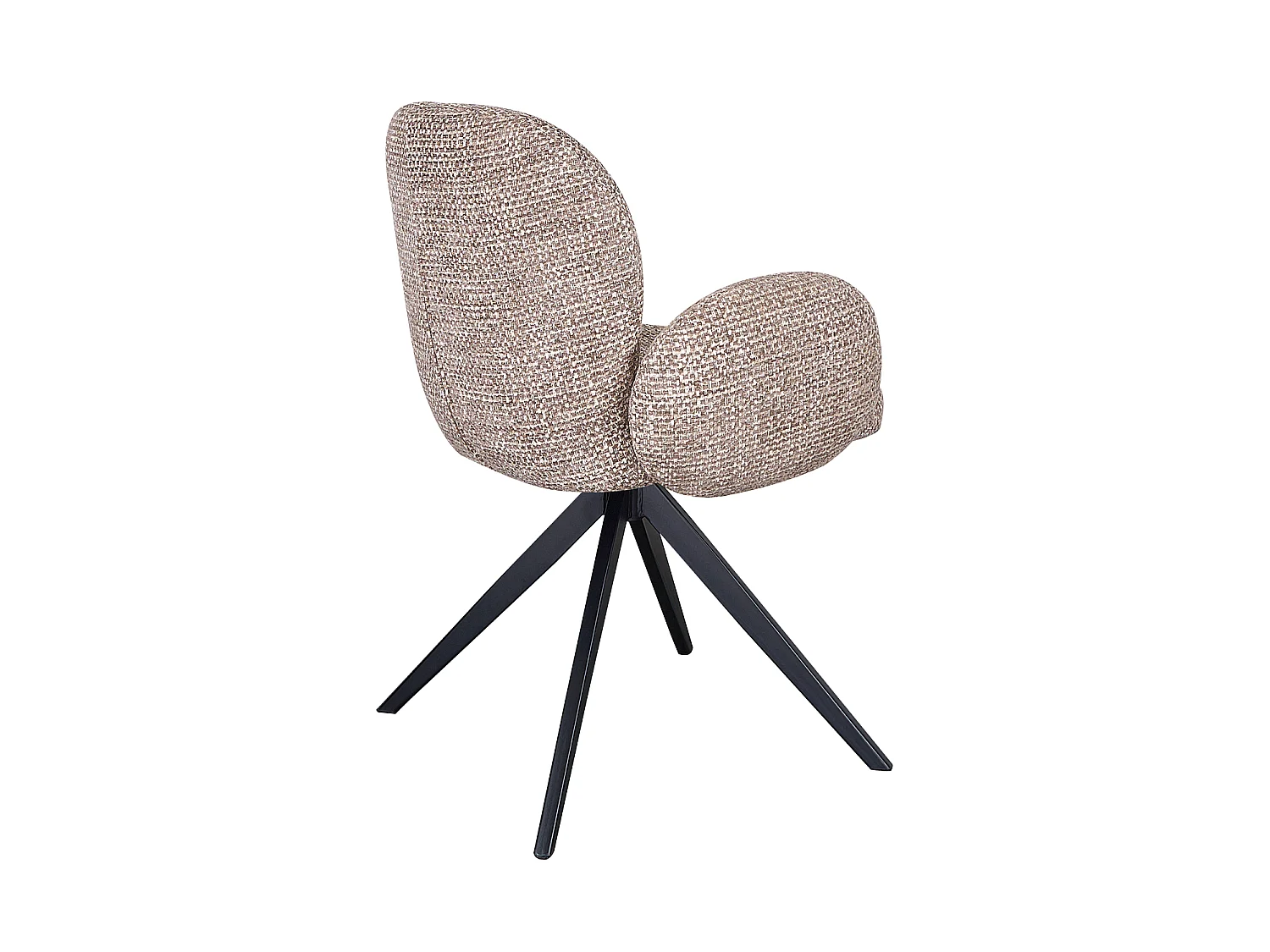 Lot de 4 fauteuils rembourrés en chenille couleur ciment mouchetée et pieds métalliques noirs