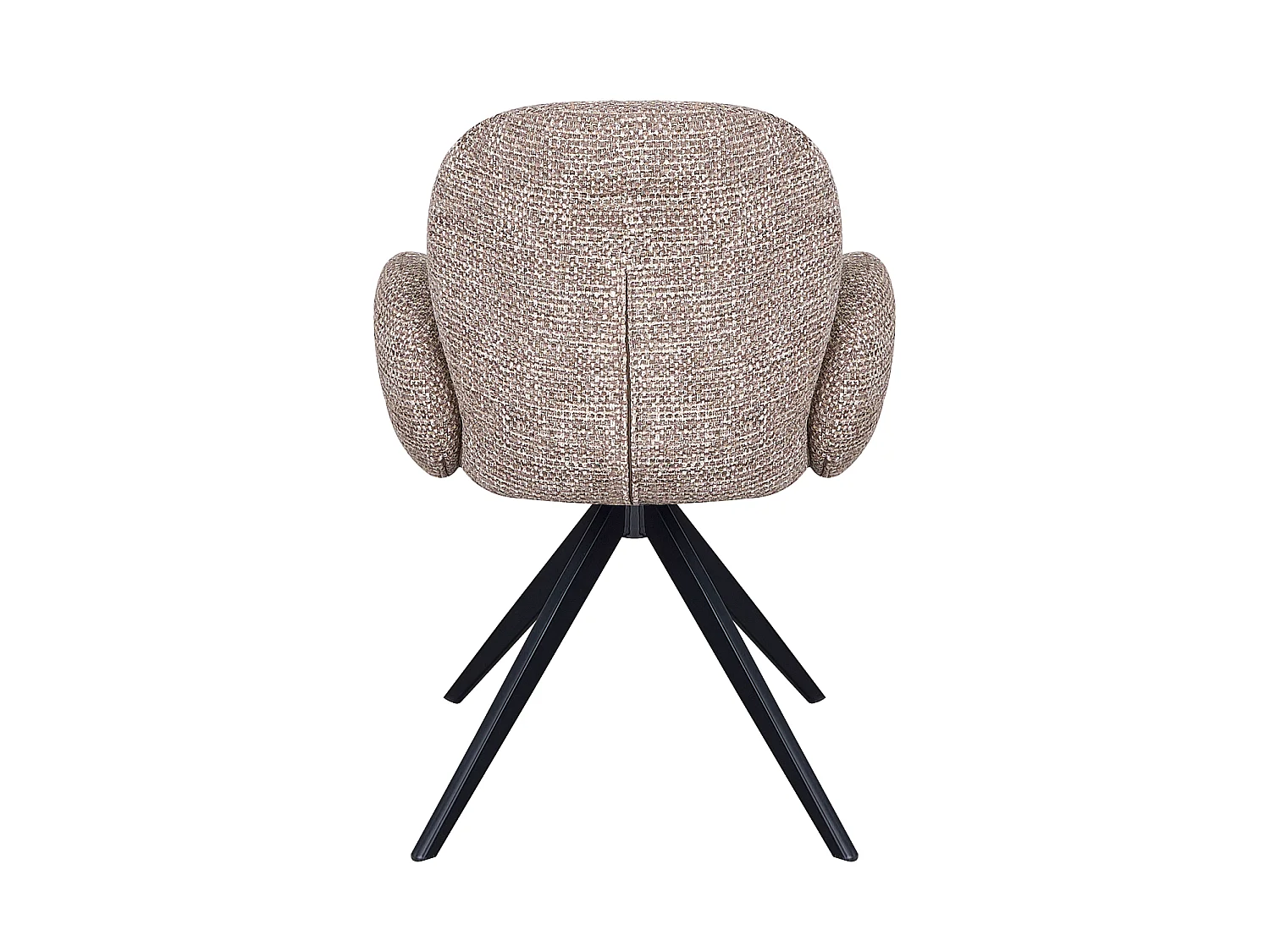 Lot de 4 fauteuils rembourrés en chenille couleur ciment mouchetée et pieds métalliques noirs