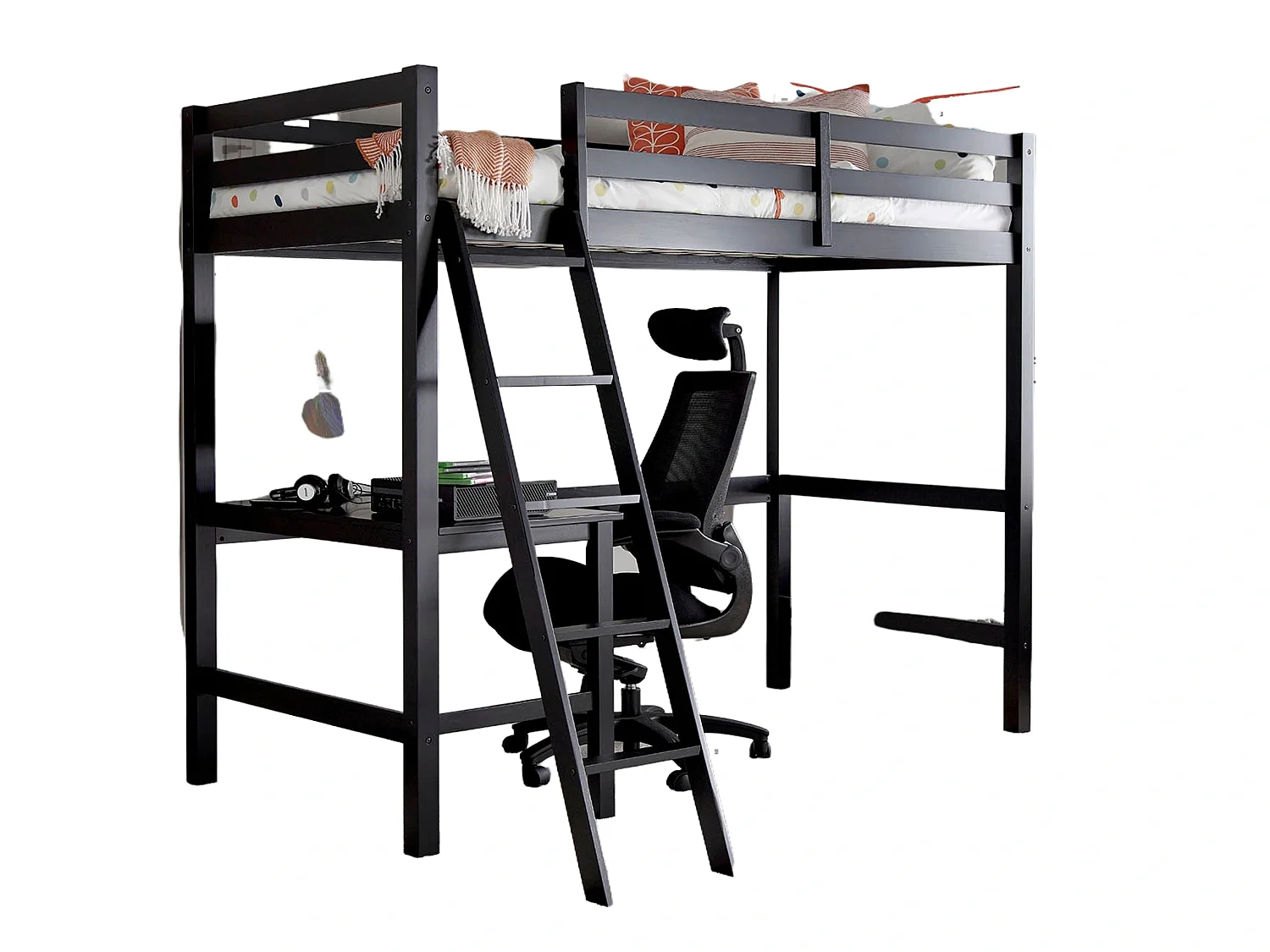 Painted Wood Bedframe - 75 x 190 cm Bedframe in Black