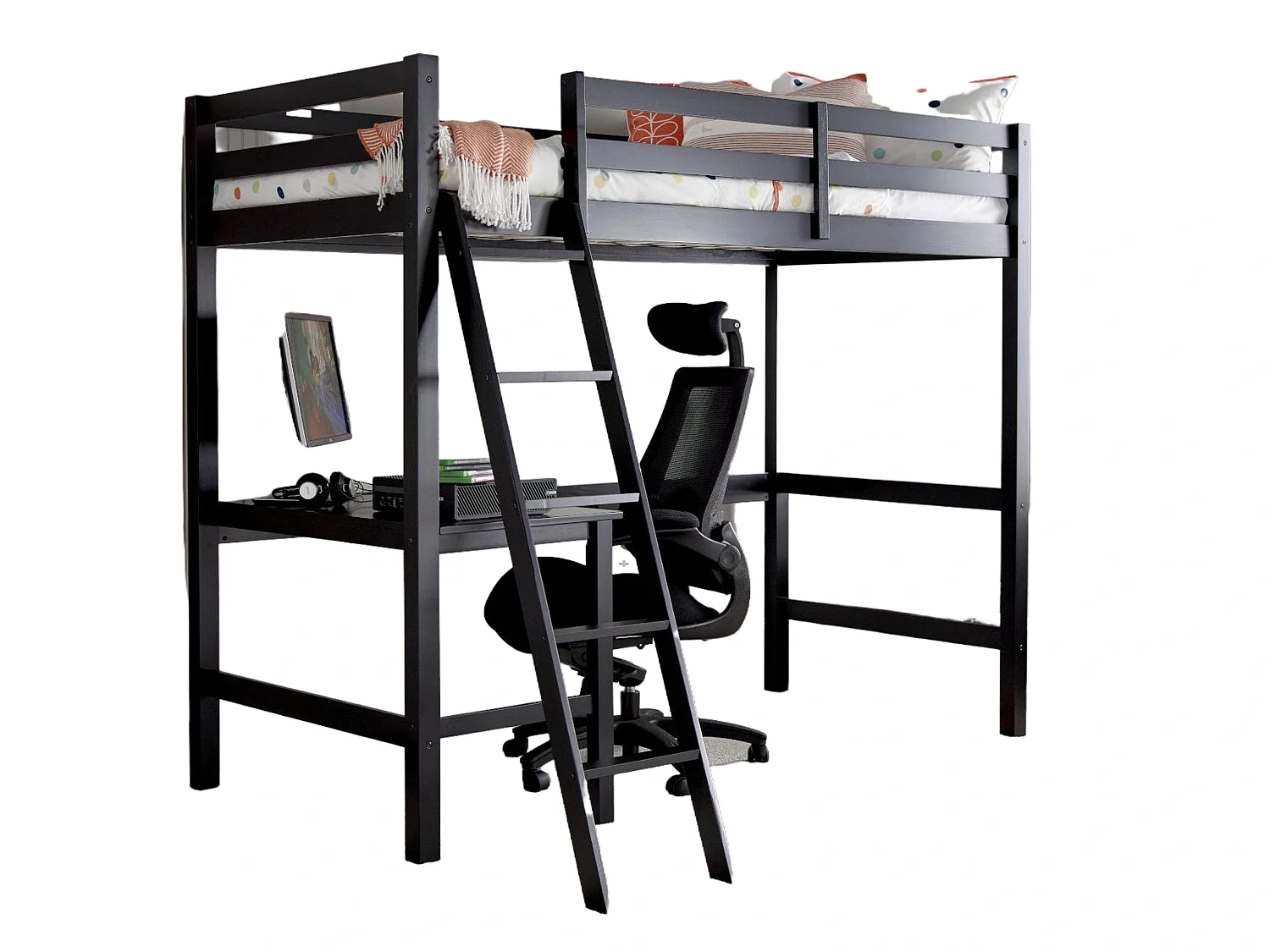 Painted Wood Bedframe - 75 x 190 cm Bedframe in Black