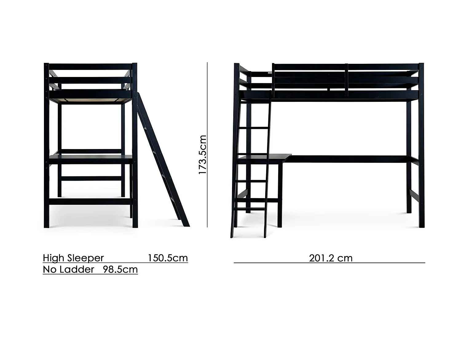 Painted Wood Bedframe - 75 x 190 cm Bedframe in Black