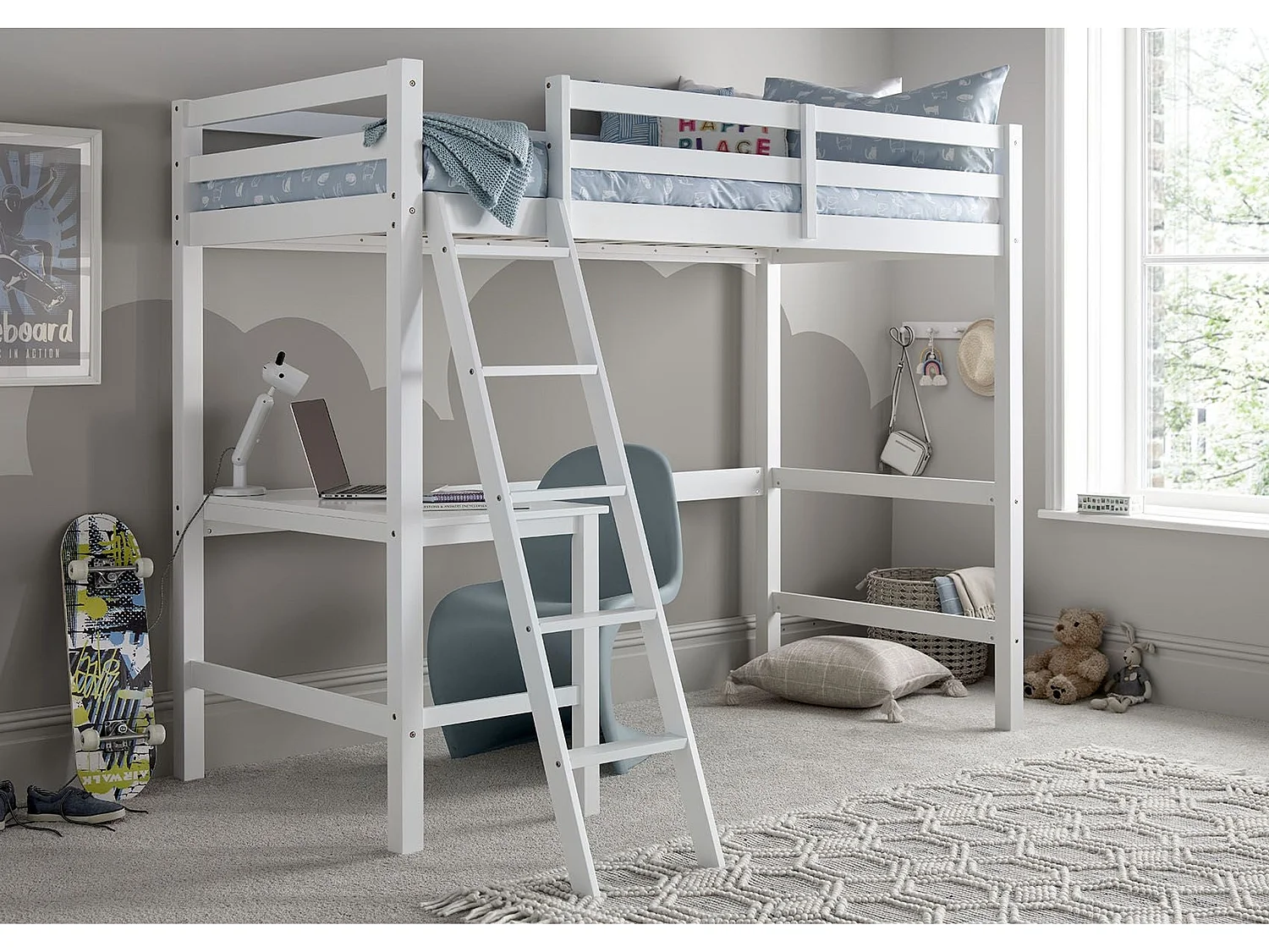 Painted Wood Bedframe - 75 x 190 cm Bedframe in White