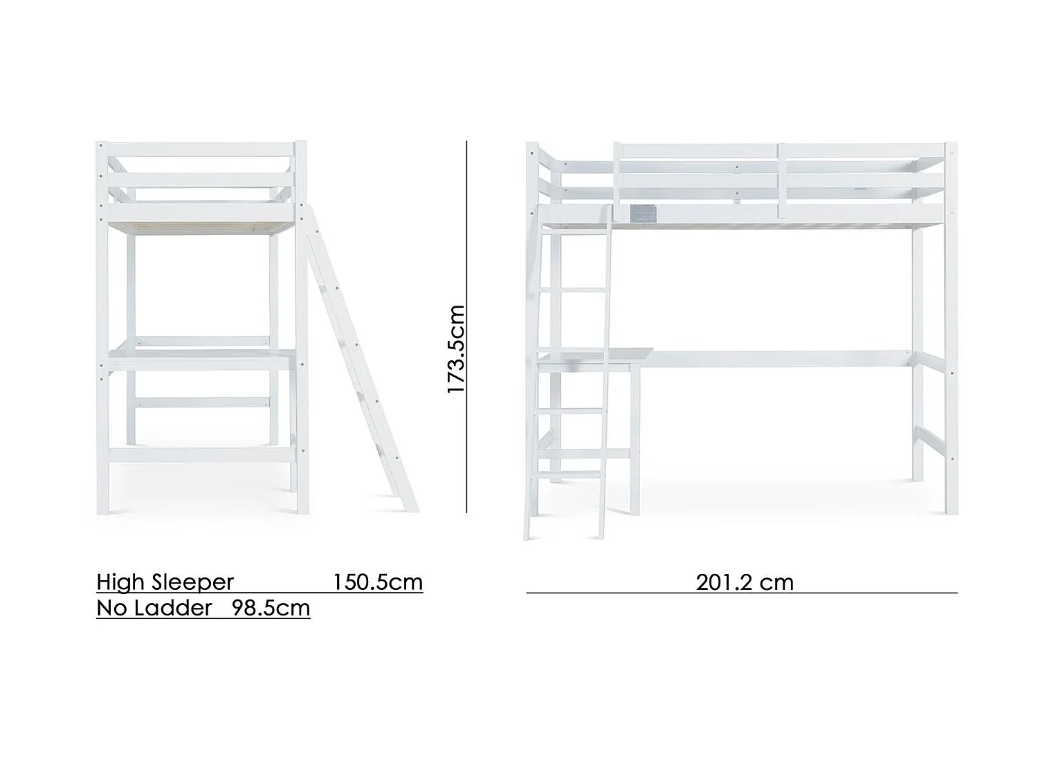Painted Wood Bedframe - 75 x 190 cm Bedframe in White