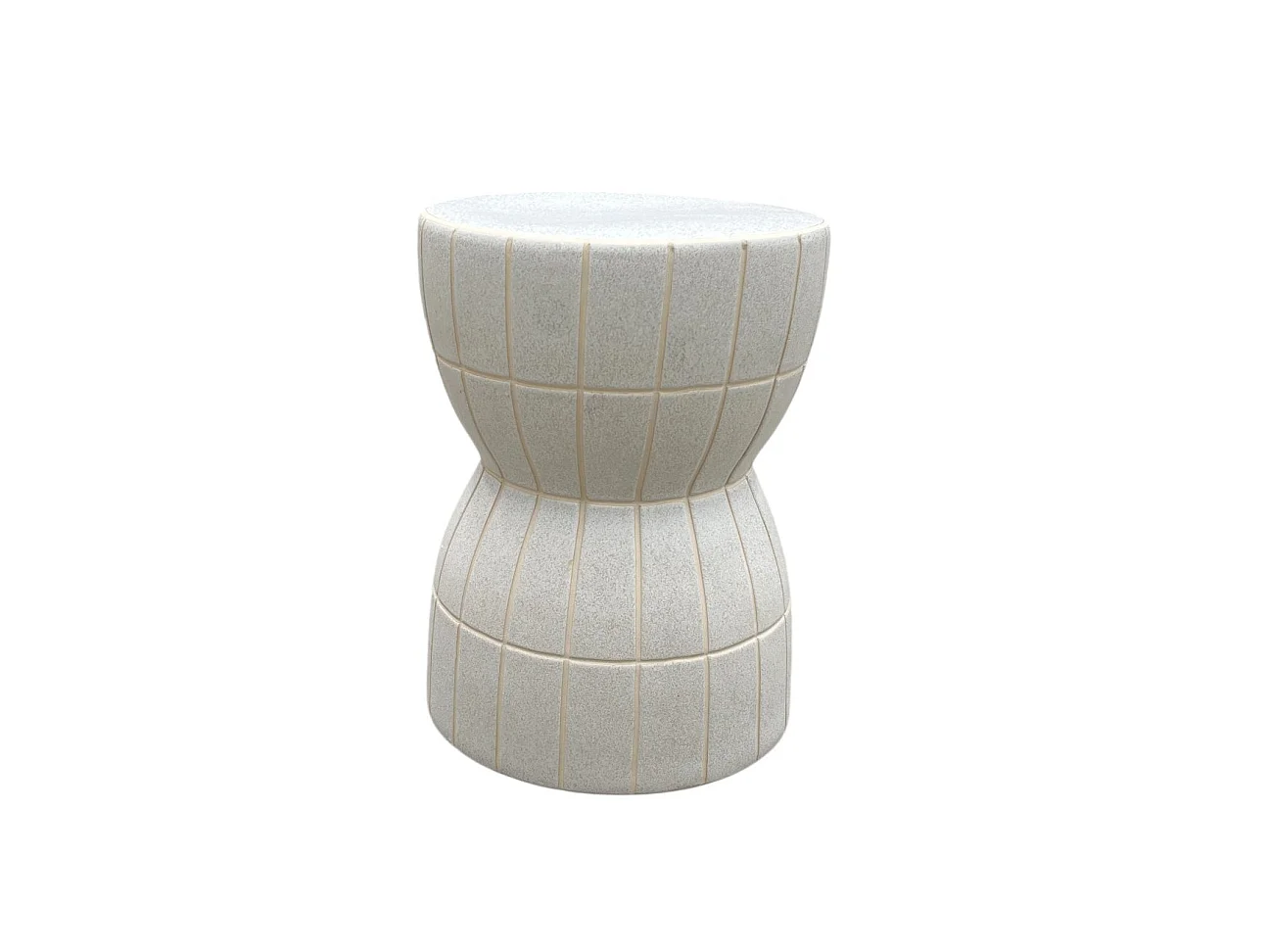 Tabouret / meuble d'appoint en céramique couleur blanc cassé