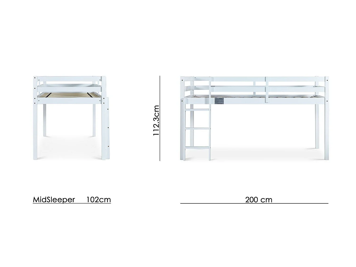 Painted Wood Bedframe - 90 x 190 cm Bedframe in White