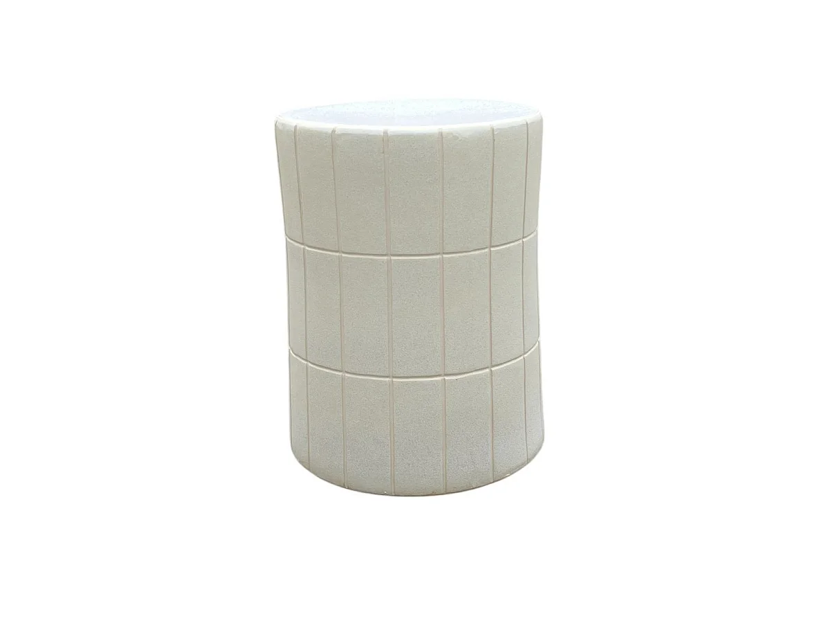 Tabouret / meuble d'appoint en céramique couleur blanc cassé