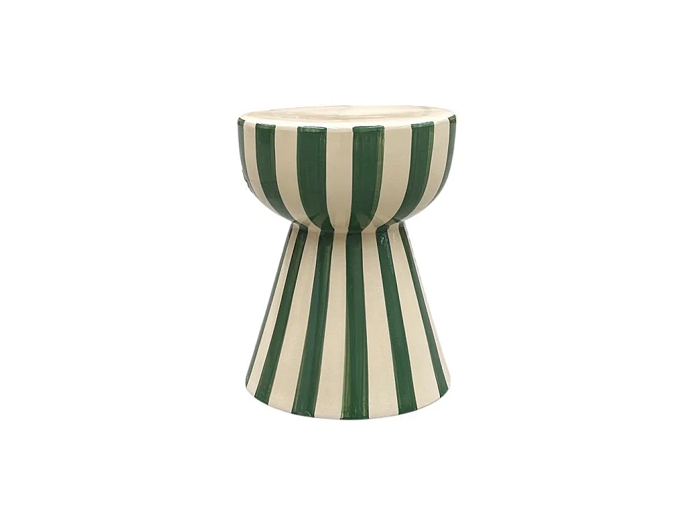 Tabouret / meuble d'appoint en céramique couleur beige/vert