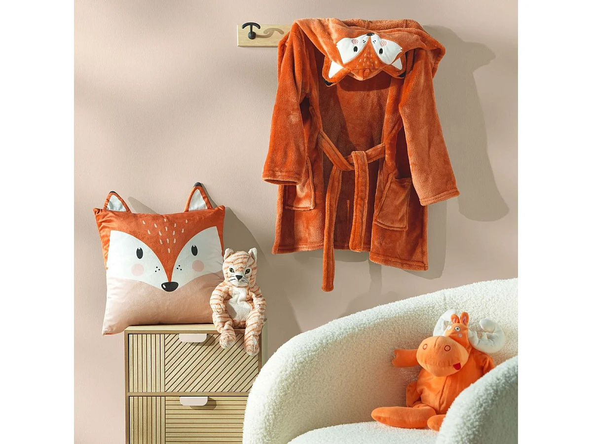 Coussin Déco Enfant en Velours "Roxy" 40x40cm Orange