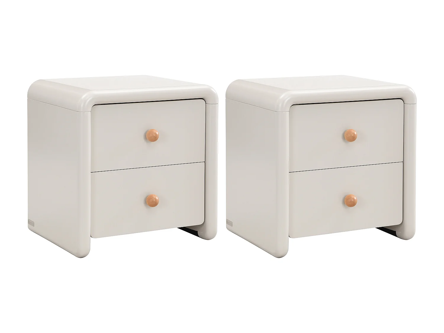 Lot 2 tables de chevet avec 2 tiroirs - Beige - SELORINA