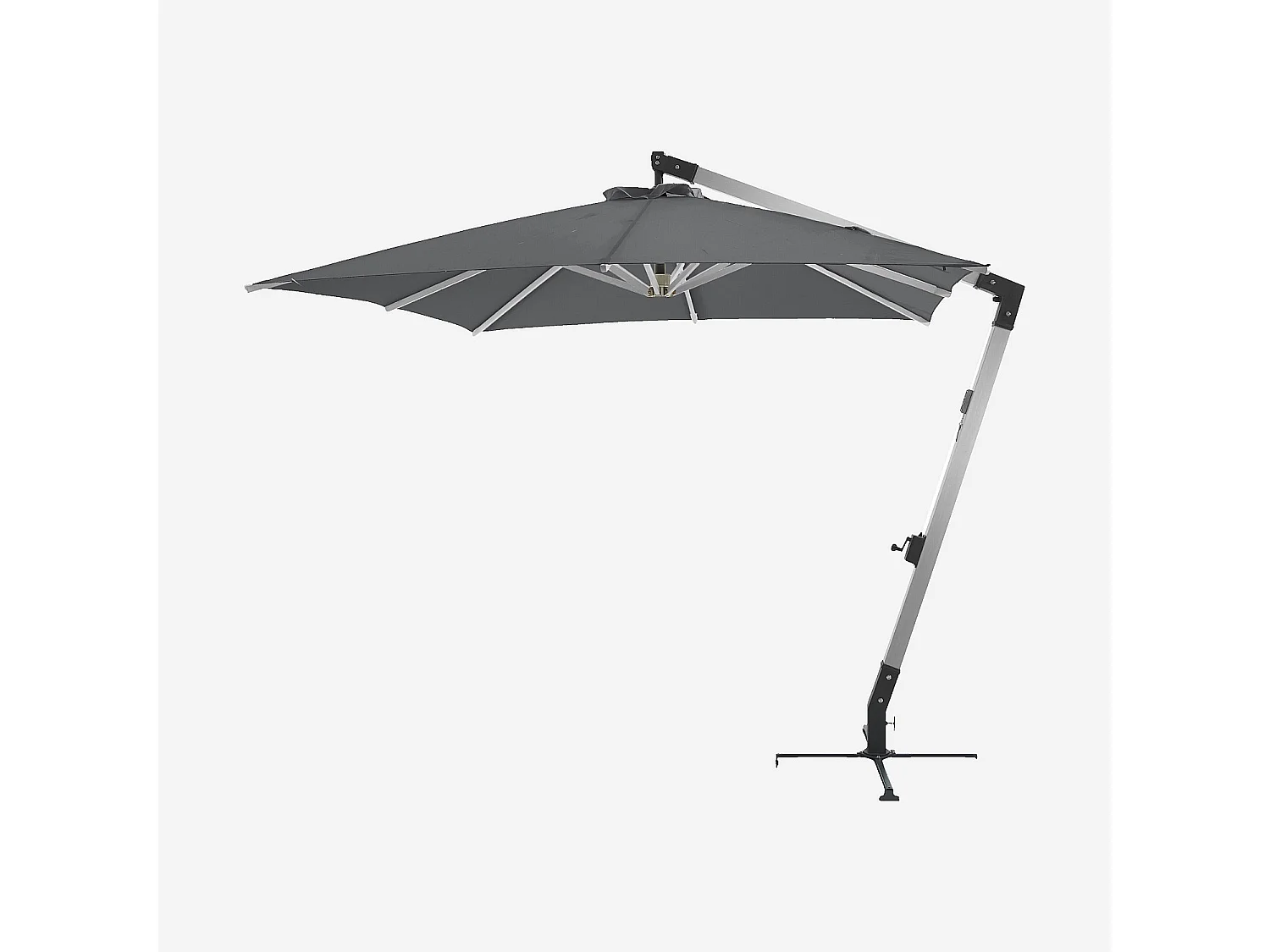Parasol déporté en tissu et métal 3 x 3 m - Anthracite et argenté