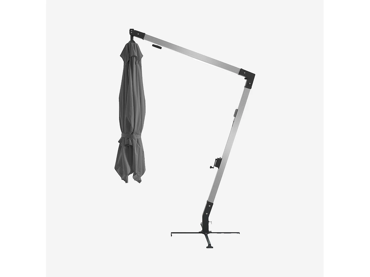Parasol déporté en tissu et métal 3 x 3 m - Anthracite et argenté