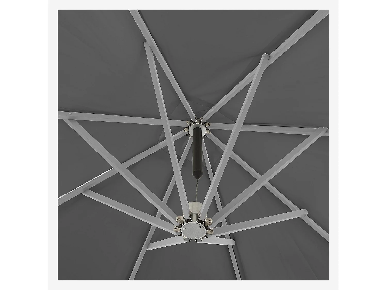 Parasol déporté en tissu et métal 3 x 3 m - Anthracite et argenté