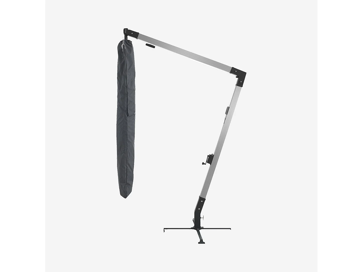 Parasol déporté en tissu et métal 3 x 3 m - Anthracite et argenté