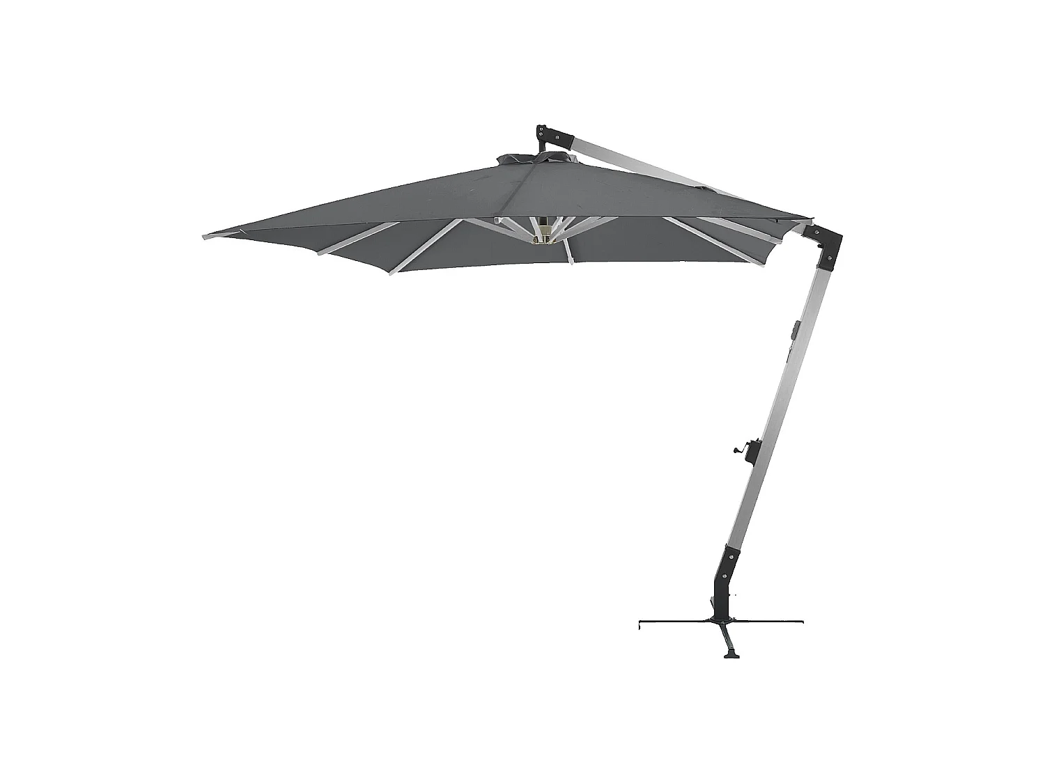 Habitat - Parasol déporté en tissu et métal 3 x 3 m - Anthracite et argenté - Alerio