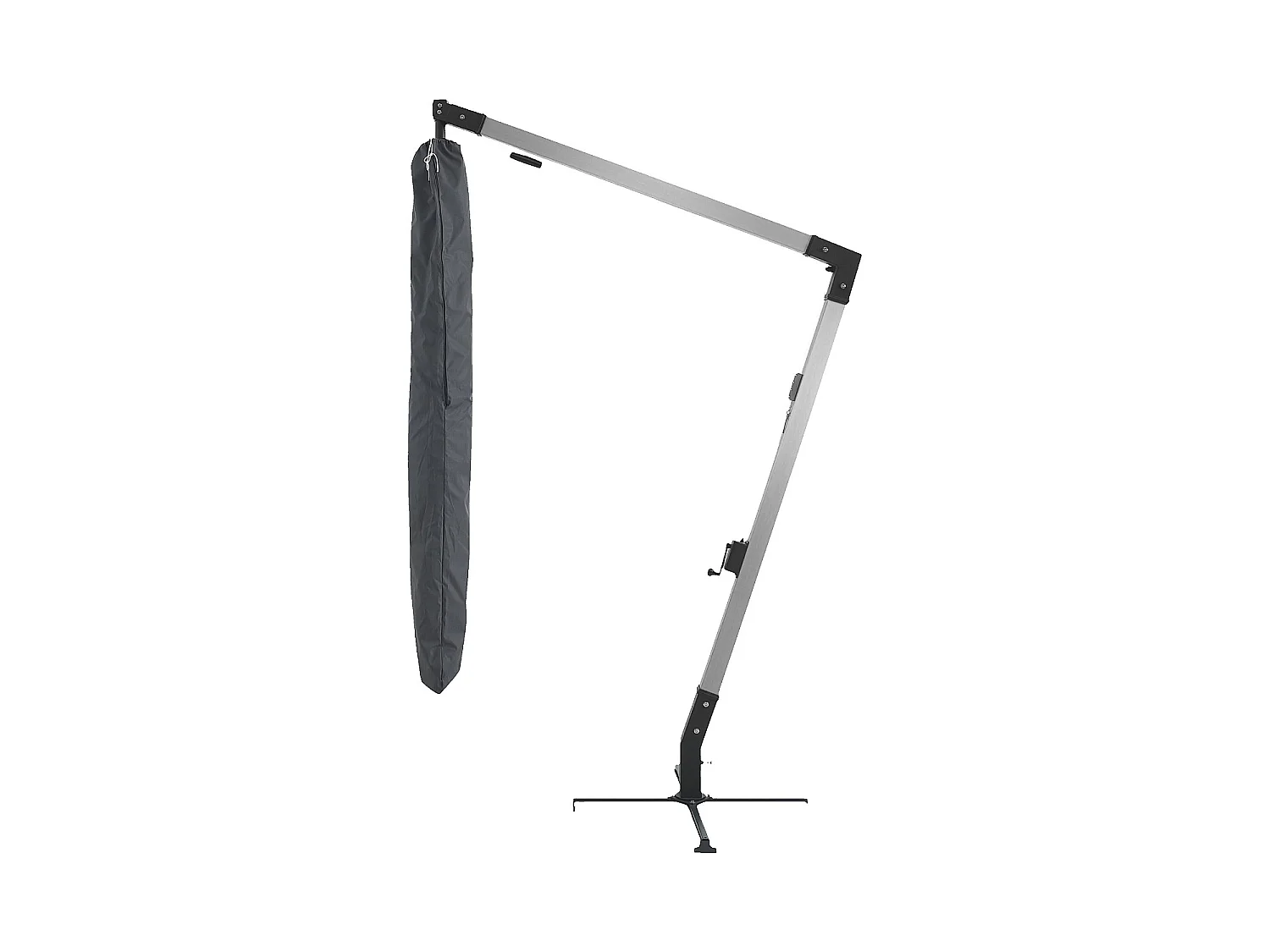 Habitat - Parasol déporté en tissu et métal 3 x 3 m - Anthracite et argenté - Alerio