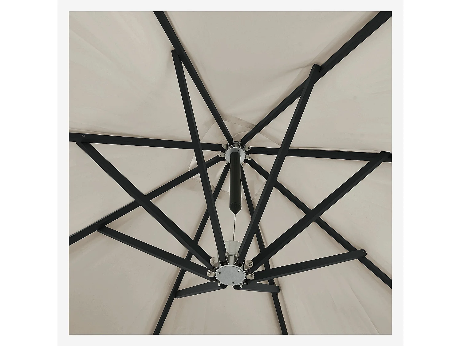 Habitat - Parasol déporté en tissu et métal 3 x 3 m avec base en granite - Taupe et anthracite - Alerio