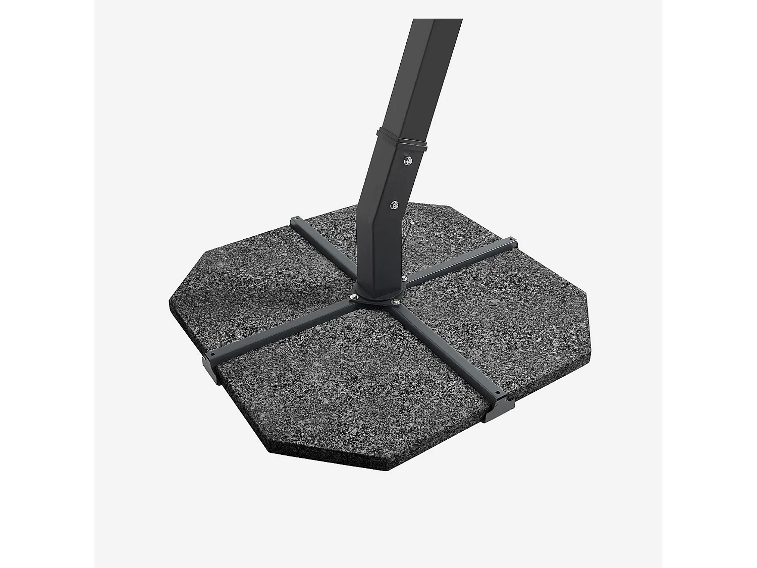 Habitat - Parasol déporté en tissu et métal 3 x 3 m avec base en granite - Taupe et anthracite - Alerio