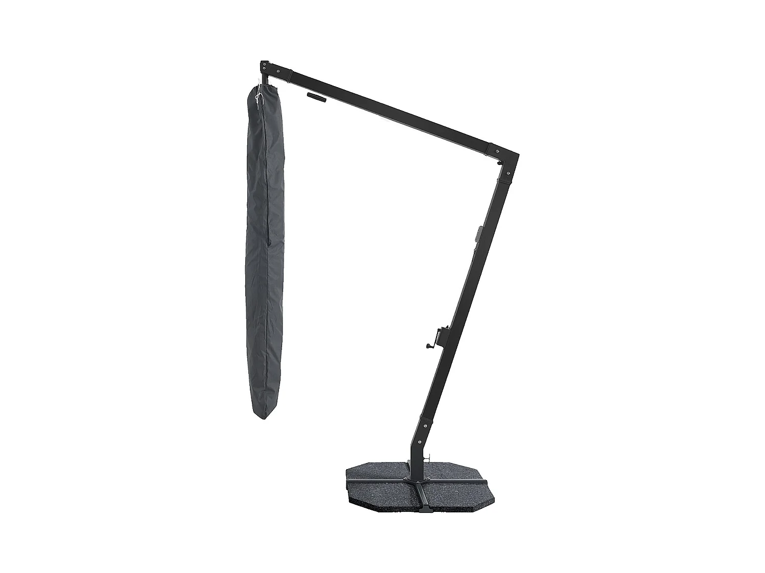 Habitat - Parasol déporté en tissu et métal 3 x 3 m avec base en granite - Taupe et anthracite - Alerio
