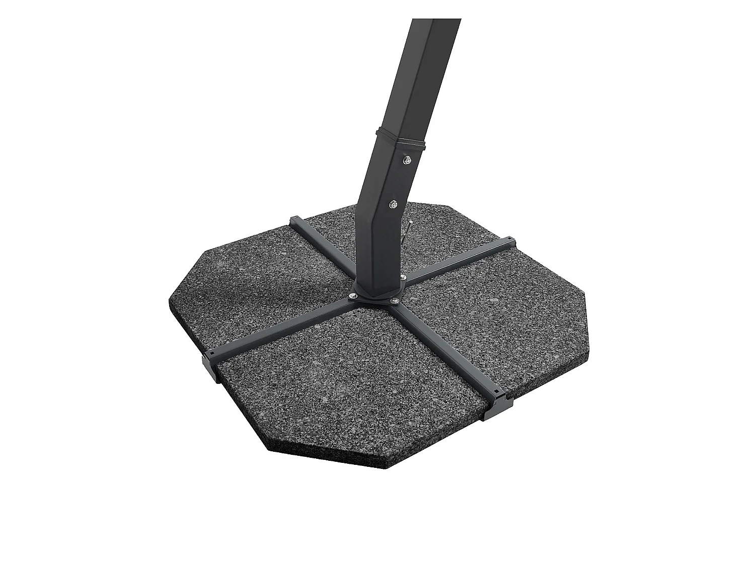 Habitat - Parasol déporté en tissu et métal 3 x 3 m avec base en granite - Taupe et anthracite - Alerio