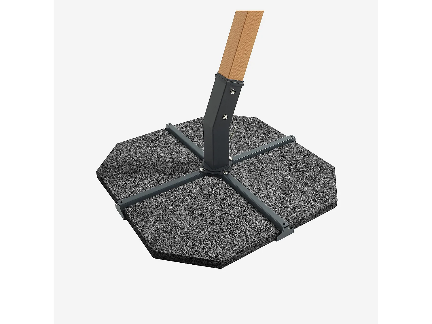 Parasol déporté en tissu et métal 3 x 3 m avec base en granite - Ecru et naturel