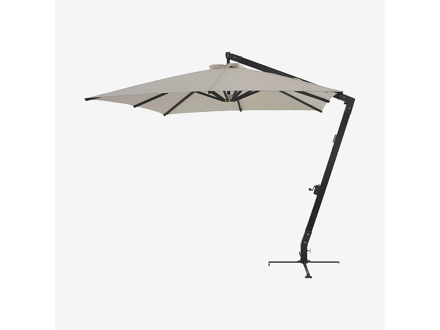 Parasol déporté en tissu et métal 3 x 3 m - Taupe et anthracite