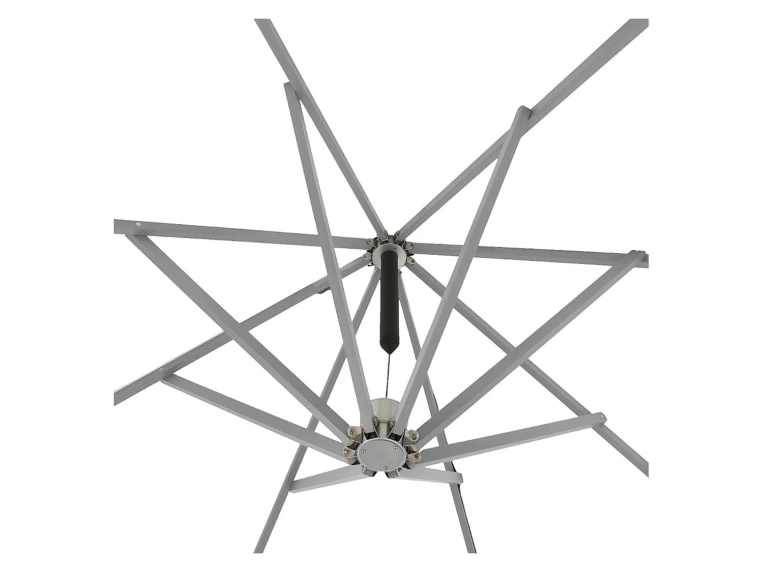 Habitat - Parasol déporté en tissu et métal 3 x 3 m avec base en granite - Anthracite et argenté - Alerio