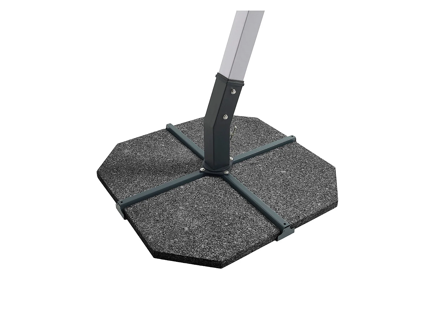 Habitat - Parasol déporté en tissu et métal 3 x 3 m avec base en granite - Anthracite et argenté - Alerio